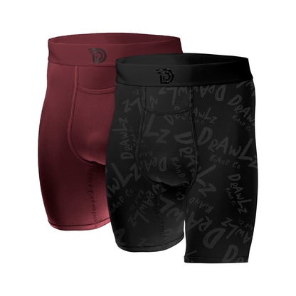 Drawlz Brand Co. Boxer Brief Culture Duo - Oxblood Noir Culture Duo - Oxblood Noir