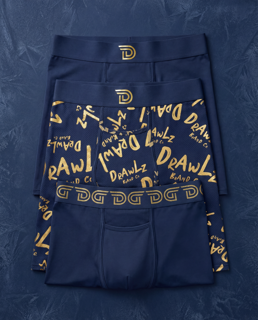 Drawlz Brand Co. , LLC Boxer Brief Anniversary Capsule— Navy / Gold (Limited Edition) Anniversary Capsule— Navy / Gold (Limited Edition)