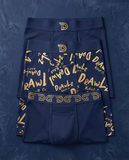 Drawlz Brand Co. , LLC Boxer Brief Anniversary Capsule— Navy / Gold (Limited Edition) Anniversary Capsule— Navy / Gold (Limited Edition)