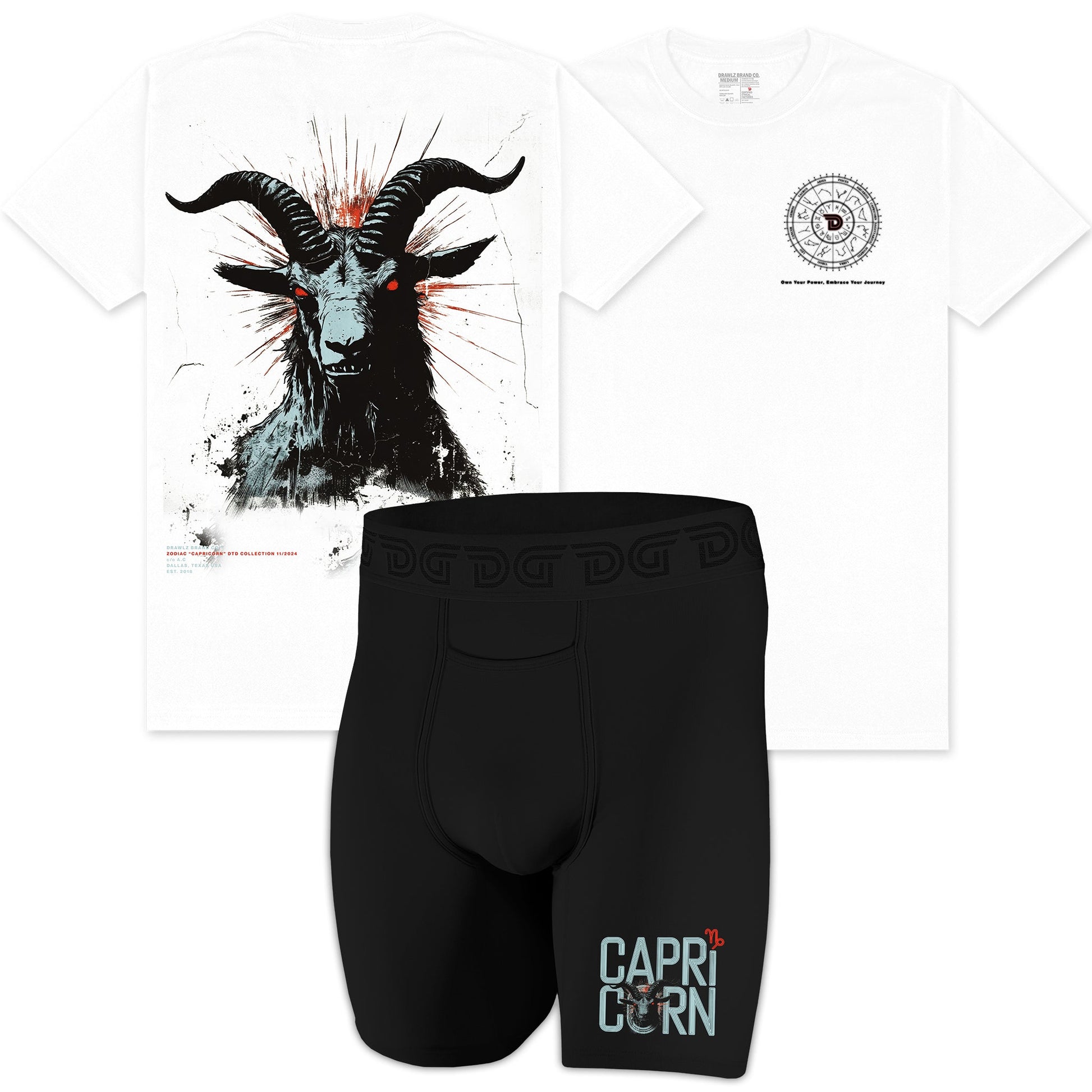 Drawlz Brand Co. , LLC Boxer Brief Capricorn Pack Capricorn Pack - Limited Edition T-Shirt and Briefs | Zodiac Collection