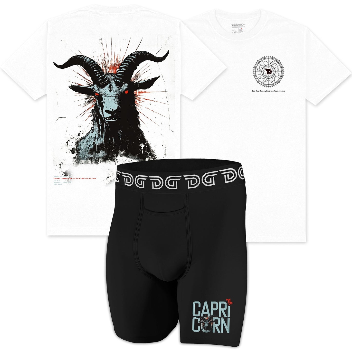 Drawlz Brand Co. , LLC Boxer Brief Capricorn Pack Capricorn Pack - Limited Edition T-Shirt and Briefs | Zodiac Collection