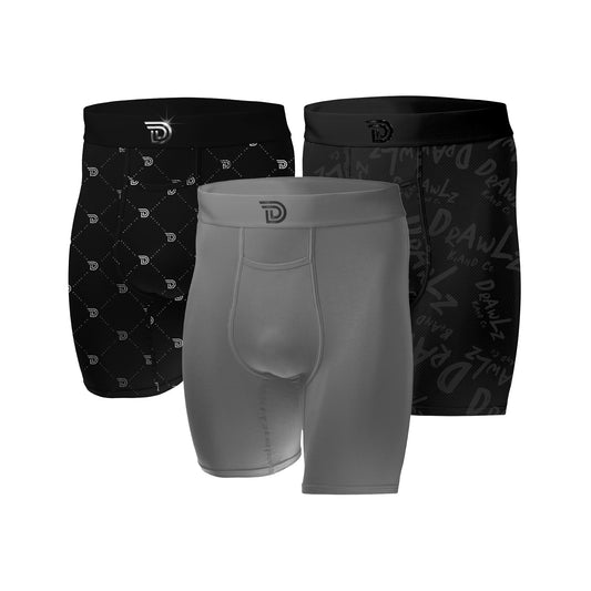 Drawlz Brand Co. , LLC Boxer Brief Culture Trio - Graphite Noir Chrome Culture Trio - Graphite Noir Chrome