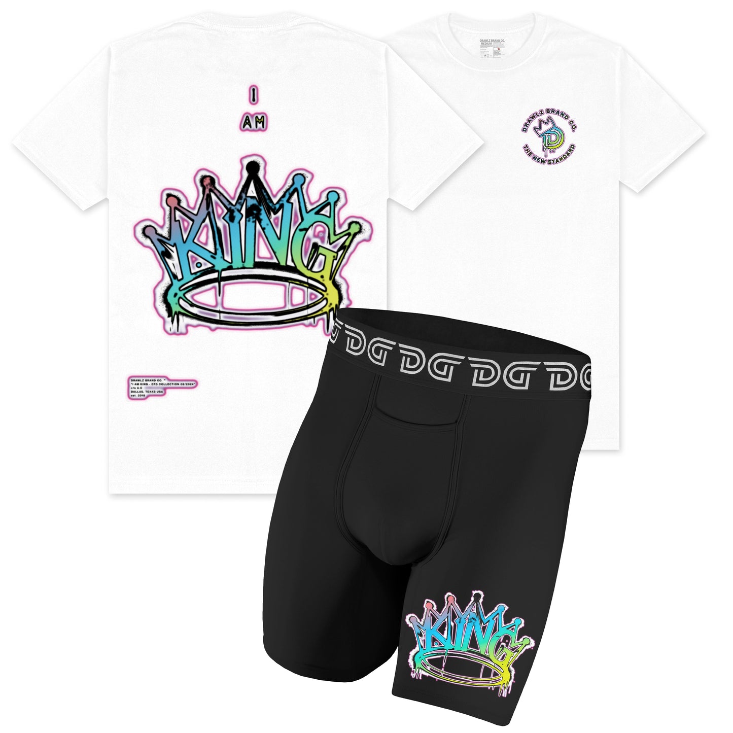 Drawlz Brand Co. , LLC Boxer Brief I Am King Trippy Pack I Am King Trippy Pack - Limited Edition T-Shirt and Briefs | Drop the Drawlz Collection