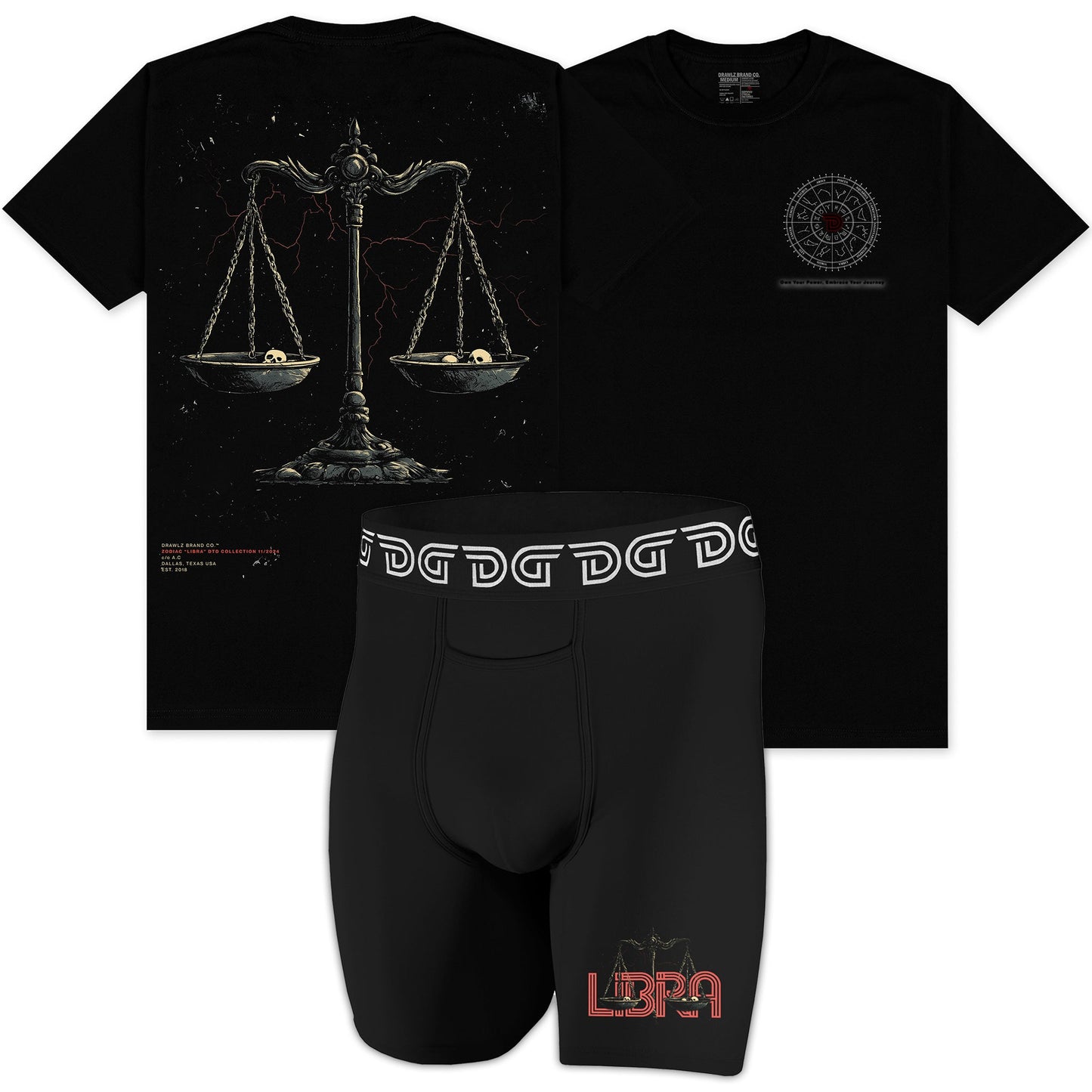 Drawlz Brand Co. , LLC Boxer Brief Libra Pack Libra Pack - Limited Edition T-Shirt and Briefs | Zodiac Collection