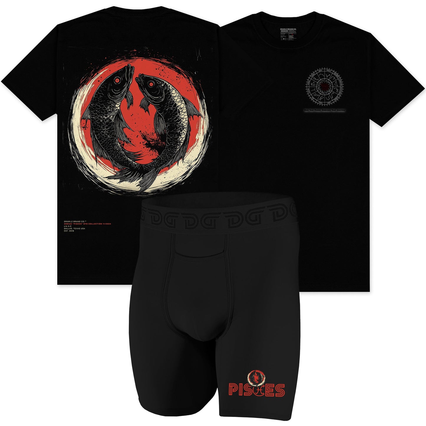 Drawlz Brand Co. , LLC Boxer Brief Pisces Pack Pisces Pack - Limited Edition T-Shirt and Briefs | Zodiac Collection