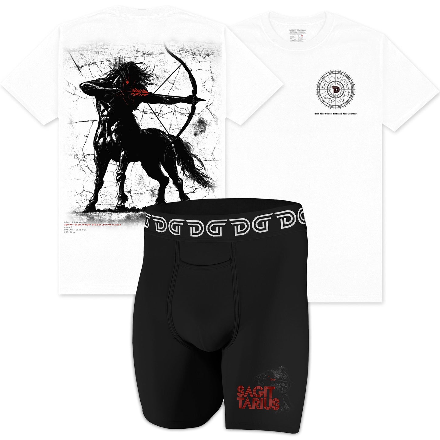 Drawlz Brand Co. , LLC Boxer Brief Sagittarius Pack Sagittarius Pack - Limited Edition T-Shirt and Briefs | Zodiac Collection