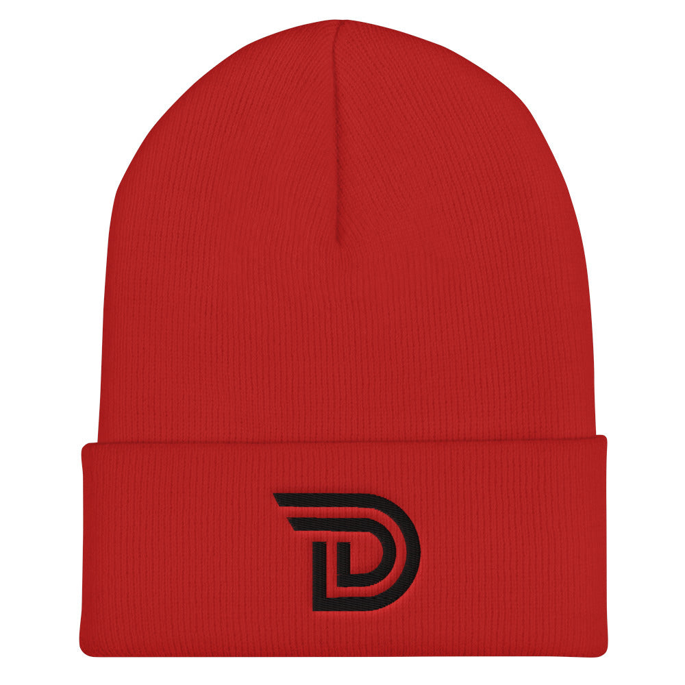 Printful Red Drawlz "D" Emblem (Black) Cuffed Beanie