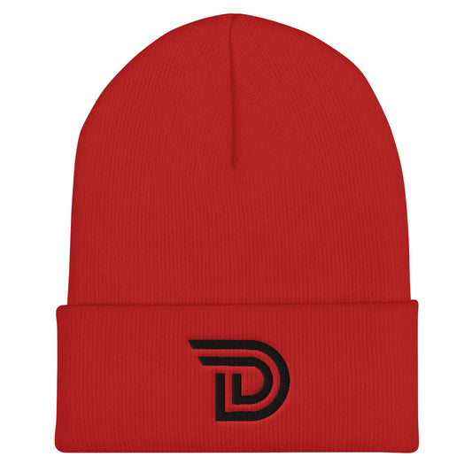 Printful Red Drawlz "D" Emblem (Black) Cuffed Beanie