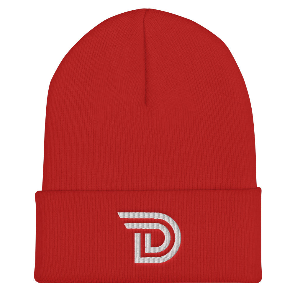 Printful Red Drawlz "D" Emblem (White) Cuffed Beanie